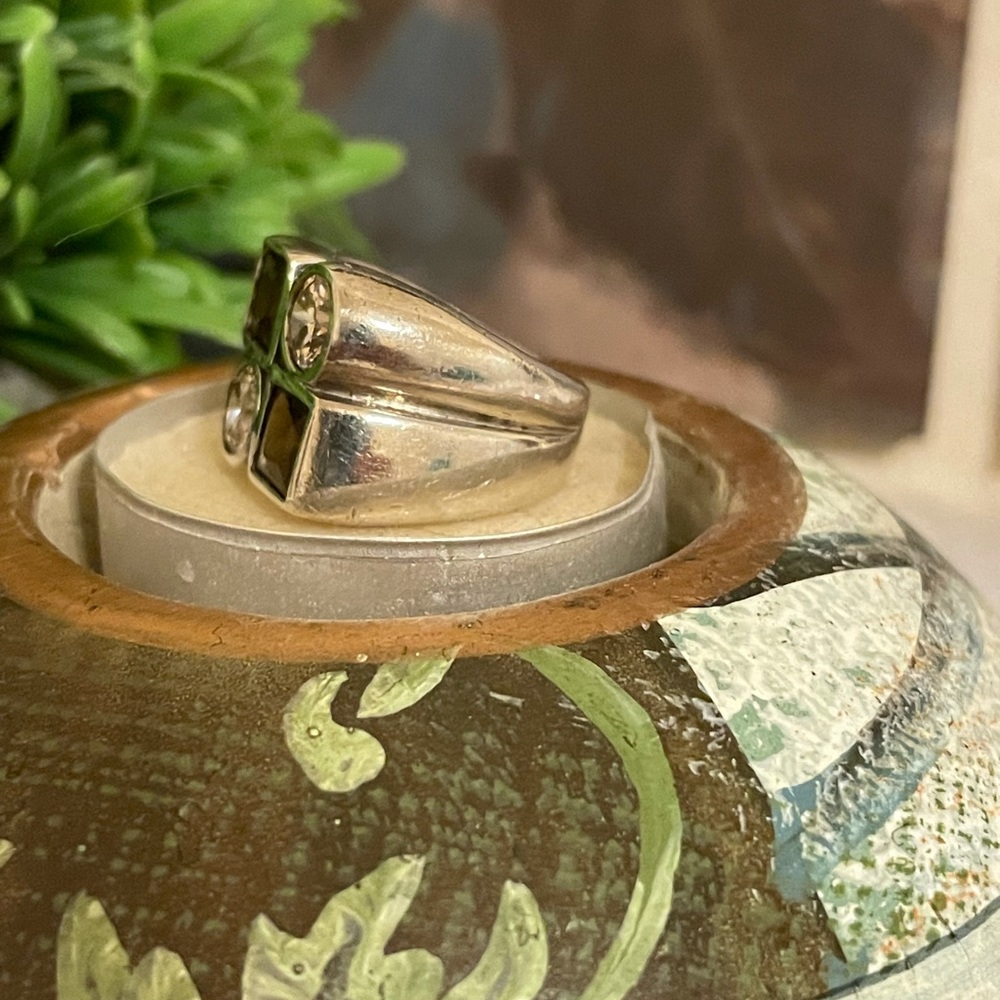 Agate/Sterling Silver Square Ring - image 4